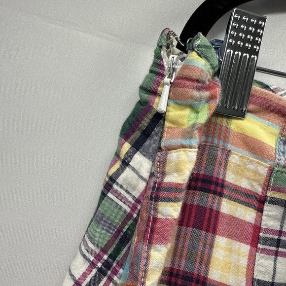 Orvis Women's Skirt 12P Petite Madras Patchwork Colorful Zip Short Lined Pockets - Picture 5 of 10